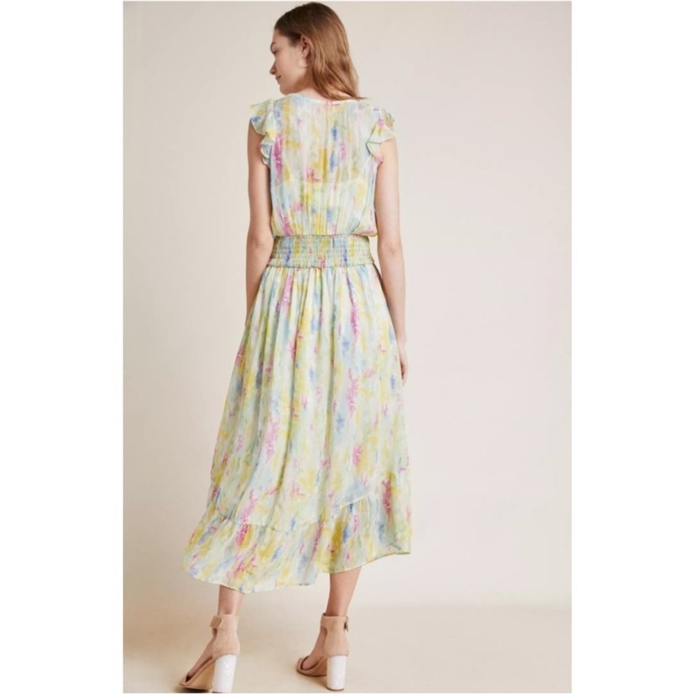 ANTHROPOLOGIE Watercolor Women’s Maxi Dress Smocked Waist Lightweight Size 10 - Picture 2 of 10